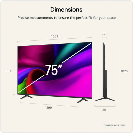 LG 75NU900B6LA 75 Inch NU90 NANO 4K LED Ultra HD HDR Smart AI TV 2026