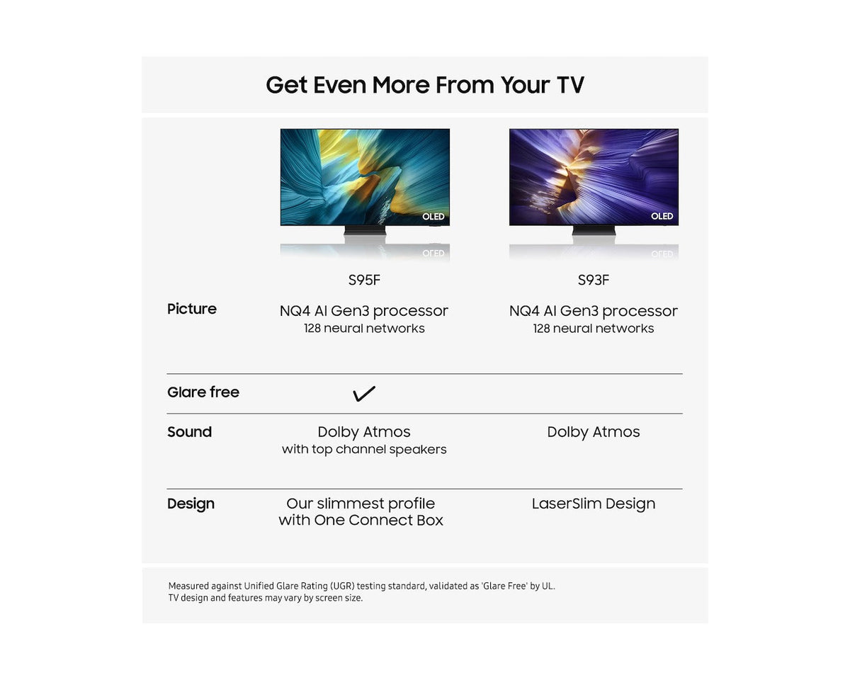Samsung QE42S93FAEXXU 42 Inch S93F 4K OLED Ultra HD HDR Vision AI Smart TV