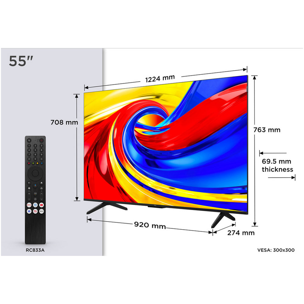 TCL 55P7L-UK 55 Inch P7L 4K Ultra HD HDR QLED Direct LED Smart Google TV 2026