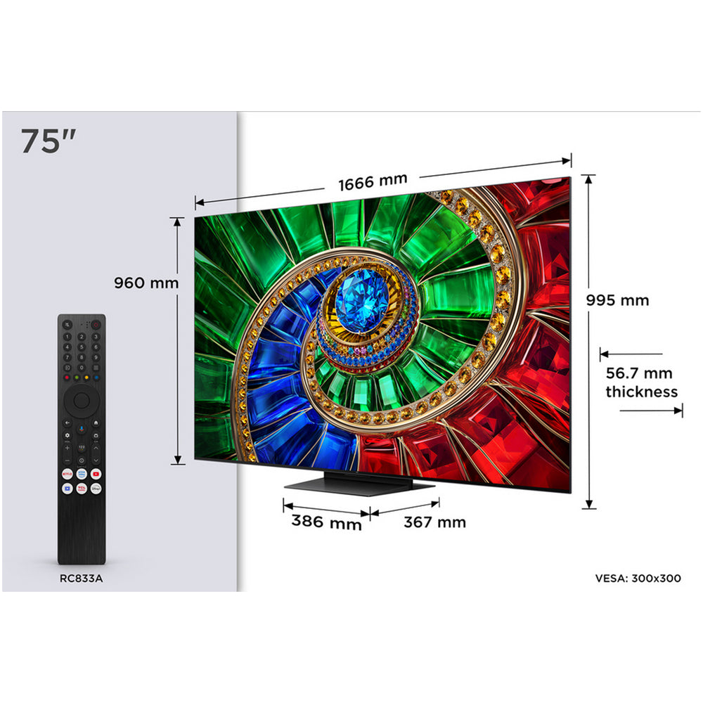 TCL 75RM7L-UK 75 Inch RM7L 4K Ultra HD HDR RGB MINI LED Smart Google TV 2026
